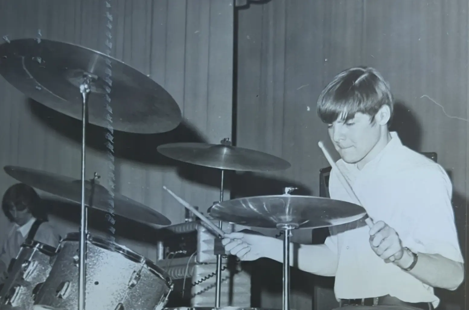 Tom McCullough on drums