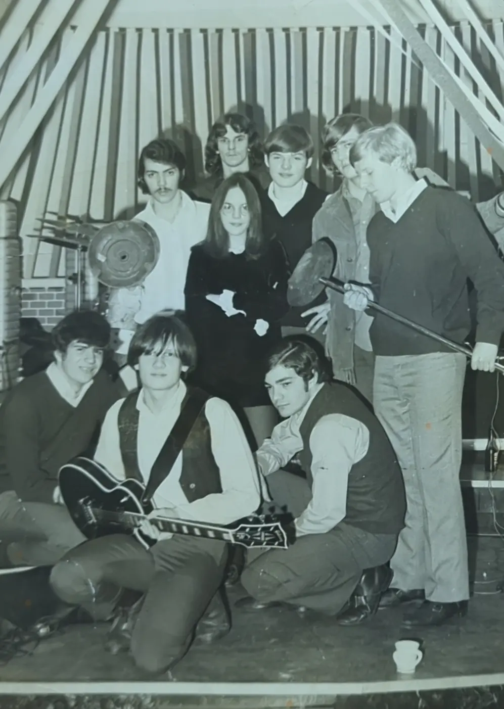 The band with an unidentified woman, c. 1969