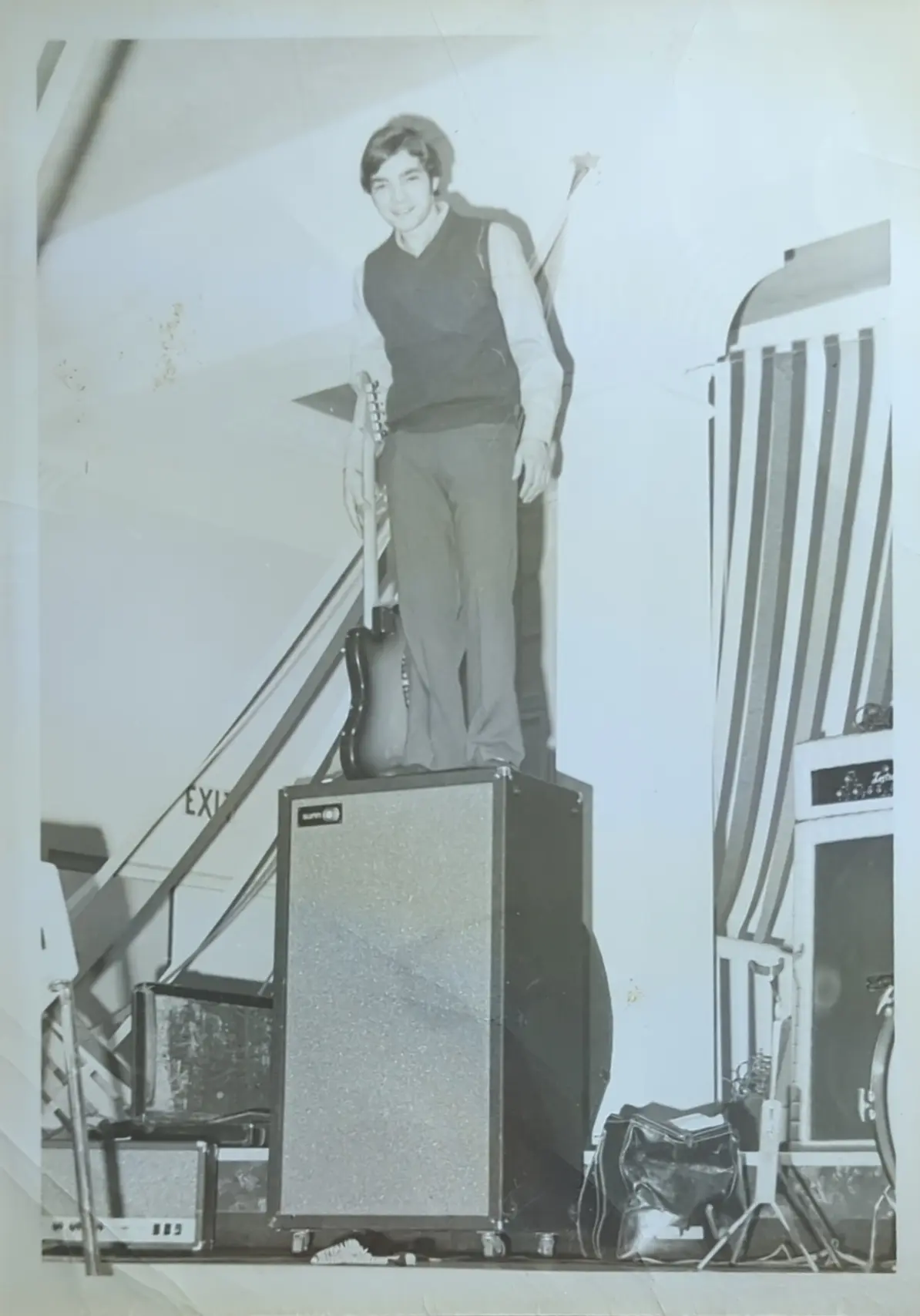 John Galiote standing on an amp