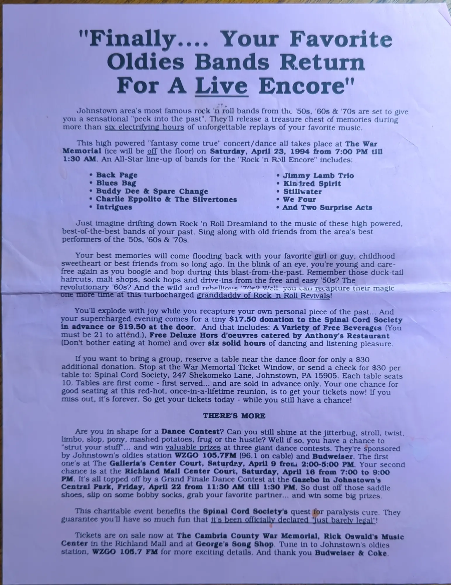 Advertisement: 1994 War Memorial reunion